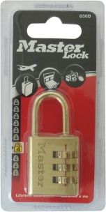 Cadenas corps laiton à combinaison 3 chiffres 30mm anse acier - blister