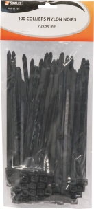 Collier nylon 7,2x200mm noir - lot de 100 pcs