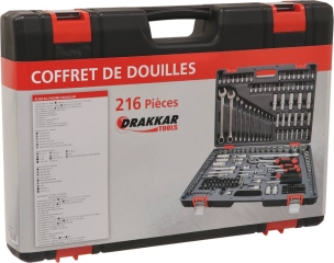 Coffret de douilles 1/4" 3/8" 1/2" - 216 pcs
