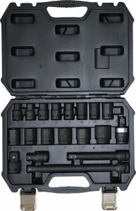 Douilles à chocs 1/2" de 10 à 27mm et adaptateurs - coffret de 19 pcs