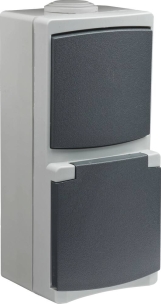 Prise étanche et va et vient vertical en saillie 230V gris