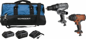 Pack 20V perceuse 50Nm/clé à choc/2 batteries Li-ion 4Ah et 2Ah - sac de transport