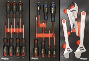 Servante d'atelier 7 tiroirs composée de 191 outils - modules finition carbone