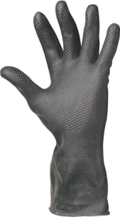 Gants chimiques 100% enduit néoprène floqué 310mm noir 0,7mm T10 - lot de 10 pcs
