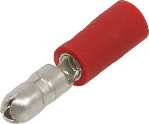 Cosse ronde mâle isolée rouge M4 - blister de 10 pcs