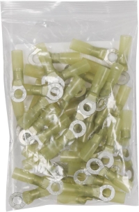 Cosse à oeil isolée thermorétractable jaune M6 - lot de 50 pcs