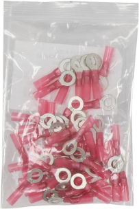 Cosse à oeil isolée thermorétractable rouge M6 - lot de 50 pcs