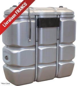 Cuve de stockage gasoil PEHD 1500L double paroi pré-équipée