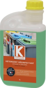 Désinfectant et détergent spécial poubelles parfum pin - lot de 12 bidons doseurs de 1L