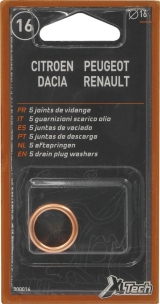 Joint de bouchon de vidange métalloplastique 16mm - blister de 5 pcs
