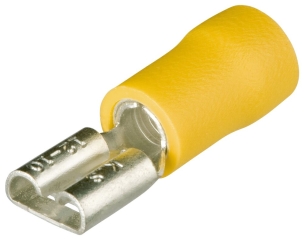 Cosses plates femelles isolées jaune 6,3x0,8mm / 4-6mm² - lot de 100pcs