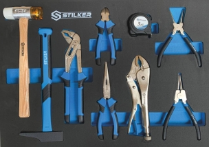 Servante d'atelier 5 tiroirs composée de 152 outils - modules mousses