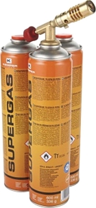 Lampe à souder avec 3 cartouches de gaz 600ml filetage 7/16"