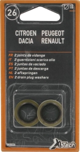 Joint de bouchon de vidange à lèvre caoutchouc 16mm - blister de 2 pcs