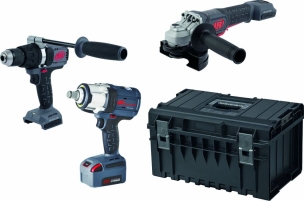 Pack 20V perceuse 125Nm-meuleuse 125mm-clé à chocs brushless 3/4" 2040Nm-2 batteries 5Ah Li-ion