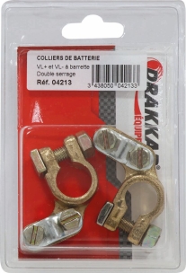 Colliers de batterie VL à barrette/double serrage/pôle (+ et -) - blister de 2 pcs