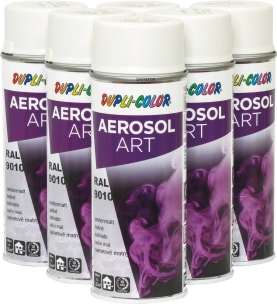 Peinture RAL 9010 satin blanc - lot de 6 aérosols de 400ml