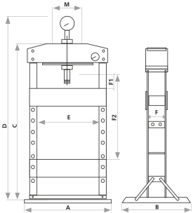 Presse d'atelier manuelle 20T bâti boulonné