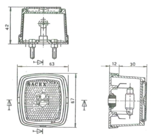 Feu de position blanc carré