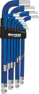 Clés mâles coudées hexagonales longues magnétiques de 2 à 19mm - étui pivotant de 13 pcs