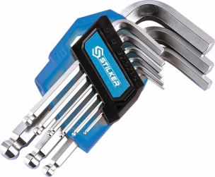 Clés mâles coudées hexagonales courtes de 1,5 à 10mm - étui de 9 pcs