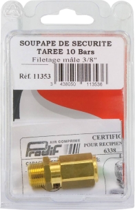 Soupape de sécurité tarée à 11 bar mâle 3/8" - blister