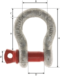 Manille lyre avec axe vissé à œil 25mm 6,5T grade 80