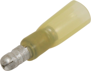 Cosse ronde mâle isolée thermorétractable jaune M5 - blister de 10 pcs