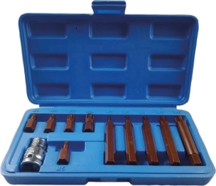 Embout hexagonal 10mm XZN de M5 à M12 avec douille porte embout 1/2" - coffret PVC de 11 pcs