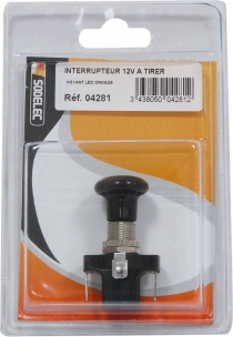 Interrupteur à tirer avec voyant LED orange - Blister