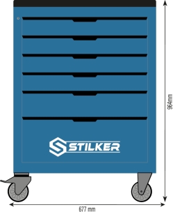 Servante d'atelier 6 tiroirs bleu/gris 677x451x964mm