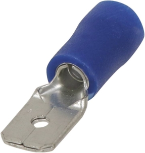 Cosse plate mâle isolée bleue 6,3X0,8 - lot de 100 pcs