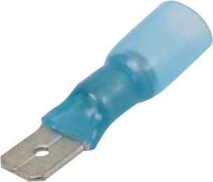 Cosse plate mâle isolée thermorétractable bleue 6,3x0,8mm - lot de 10 pcs