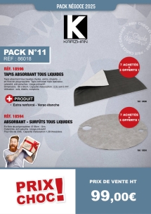 PN N°11 lot de 7+3 tapis absorbant tous liquides 800x600mm, 7+3 absorbants pour fûts de 200L tous liquides 560mm