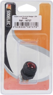 Voyant rond illuminé rouge avec ampoule wedge - blister