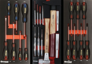 Servante d'atelier 8 tiroirs composée de 229 outils - modules finition métal