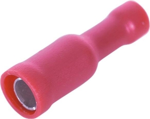 Cosse ronde femelle isolée rouge M4 - blister de 10 pcs