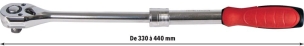 Cliquet 1/2" 72 dents réversible télescopique avec bouton poussoir - carte