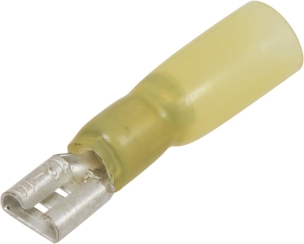 Cosse plate femelle isolée thermorétractable jaune 6,3x0,8mm - lot de 10 pcs