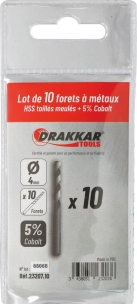 Foret à métaux HSS 5% cobalt 4mm - lot de 10 pcs