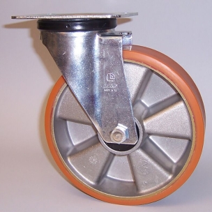 Chape zinguée moyenne pivotante aluminium + polyuréthane D.80mm