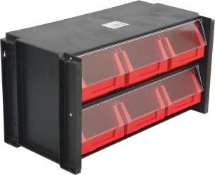 Module de rangement 6 boîtes à bec 102x170x75mm avec vitre transparente