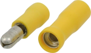 Cosse ronde mâle et femelle isolée jaune 6,3x0,8mm - blister de 10 pcs