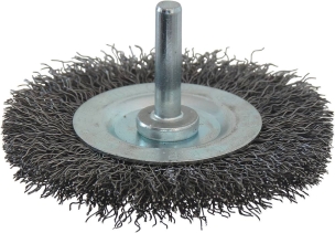Brosse circulaire sur tige 6mm fil acier ondulé 75mm