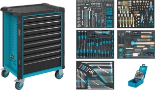 Servante d'atelier 8 tiroirs composée de 320 outils - modules mousses