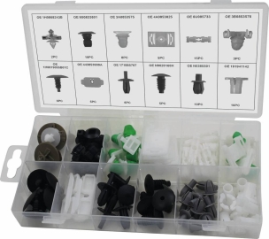 Clips de fixation en PVC - Volkswagen - présentoir de 6 coffrets de 85 pcs