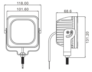 Phare de travail carré LED 10/30V 40W 2800 lumens faisceau longue portée