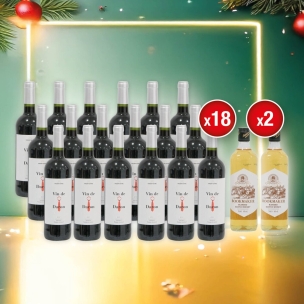 18 bouteilles de vin rouge offertes et 2 bouteilles de whisky offertes