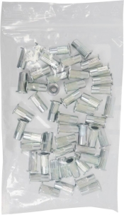 Insert/rivet ouvert acier à tête plate M5 de 0,5 à 3mm - 50 pcs