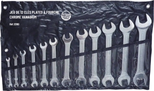 Clés plates à fourche de 6x7mm à 30x32mm - pochette de 12 pcs Clés plates à fourche de 6x7mm à 30x32mm - pochette de 12 pcs